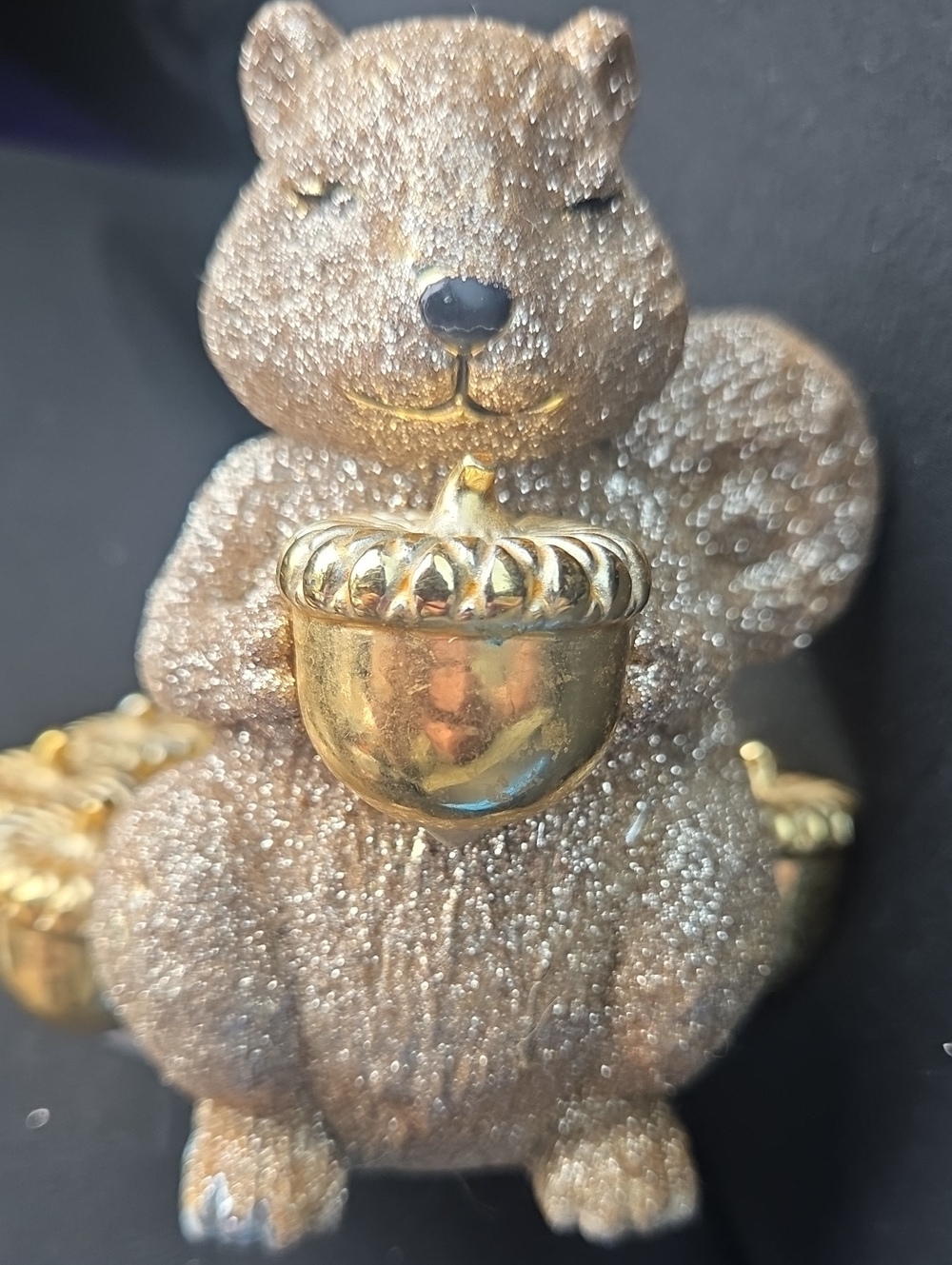 Bath & Body Works Gold and Brown Glitter Squirrell Decorative Accent